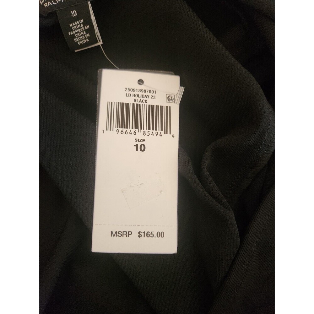 Lauren Ralph Lauren Womens Dress Ruched Stretch Jersey Surplice Sz 10 Black NWT - Picture 9 of 11